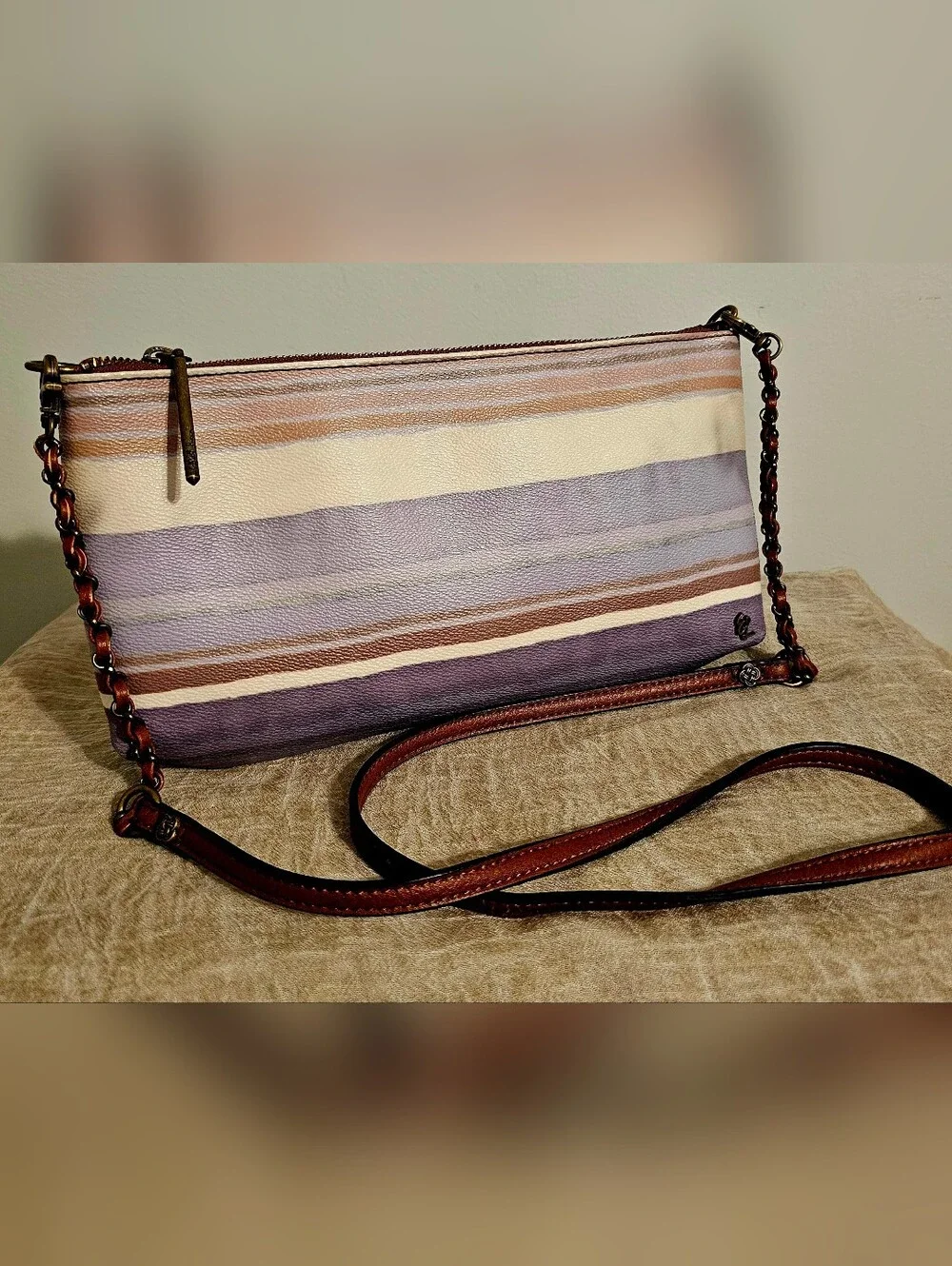 Elliott Lucca Striped Synthetic Crossbody/Clutch